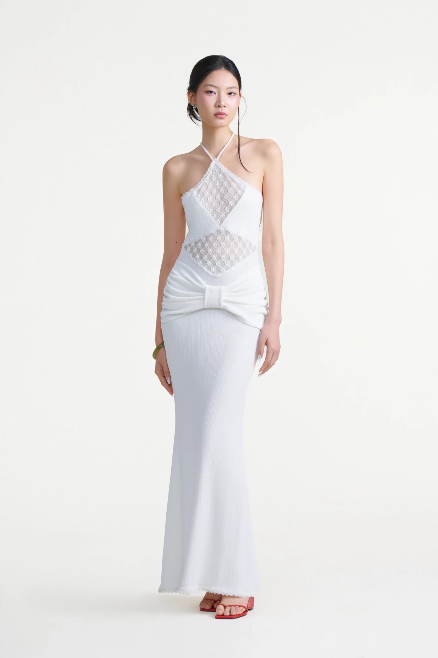 Yuki Midi Halter Dress In White