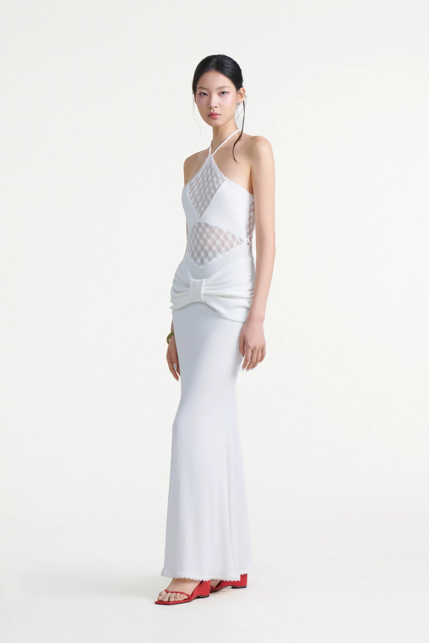 Yuki Midi Halter Dress In White