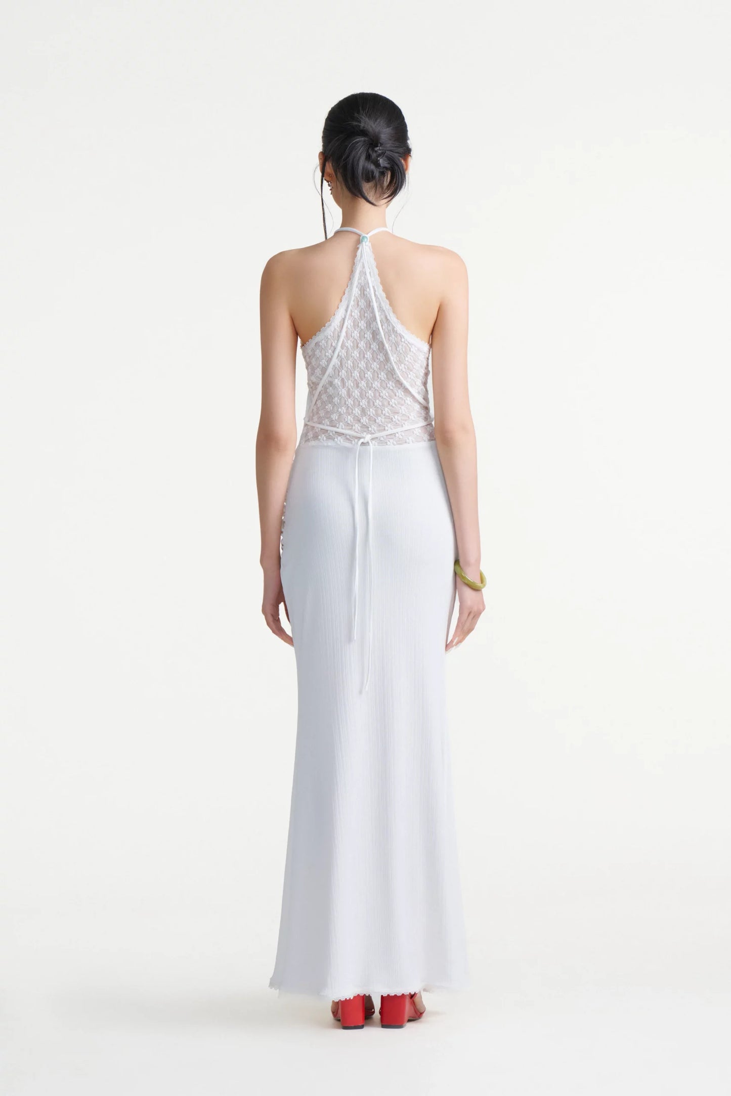 Yuki Midi Halter Dress In White