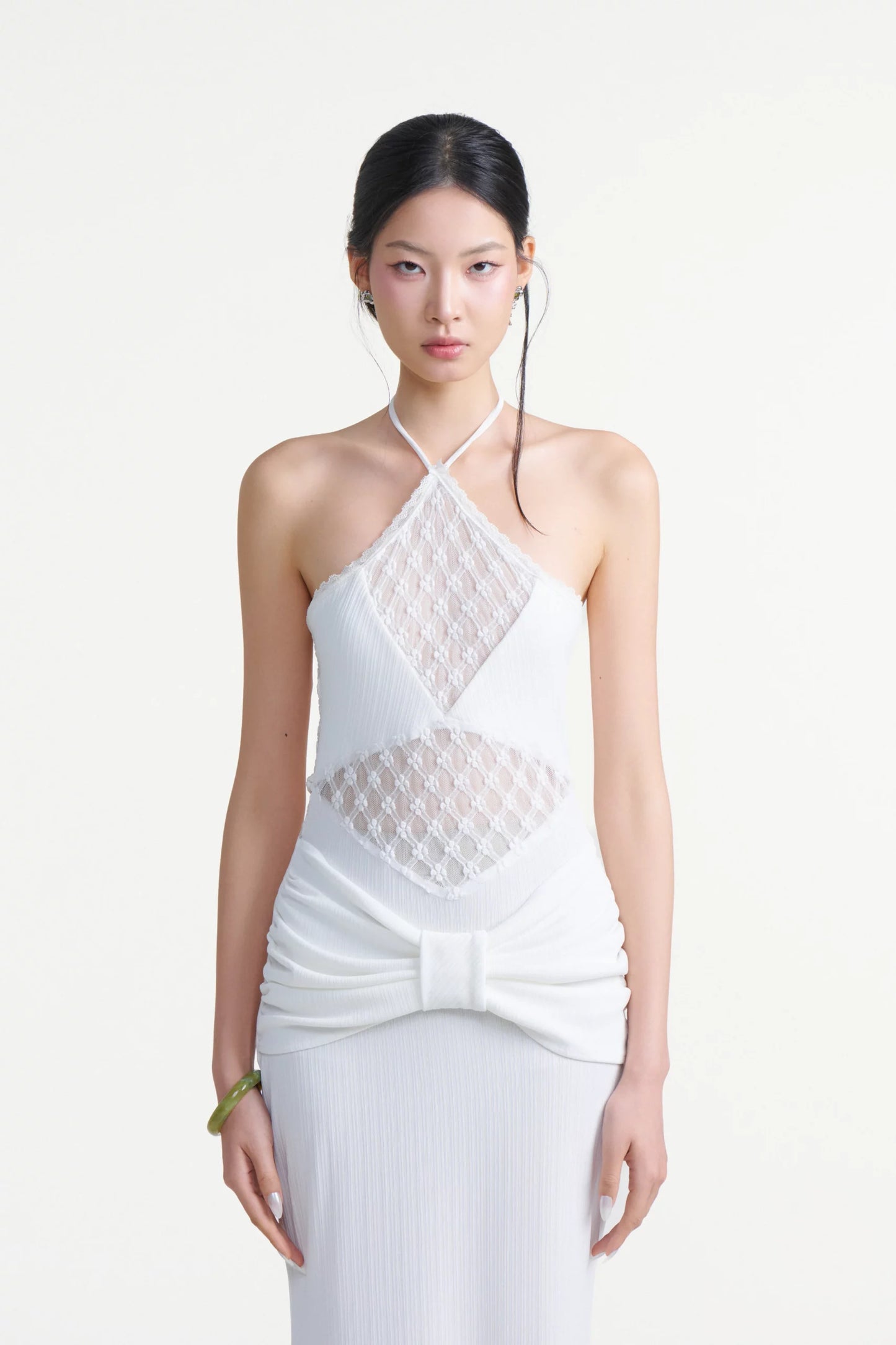 Yuki Midi Halter Dress In White