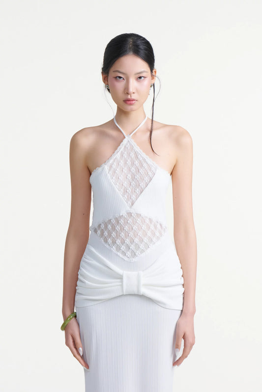 Yuki Midi Halter Dress In White