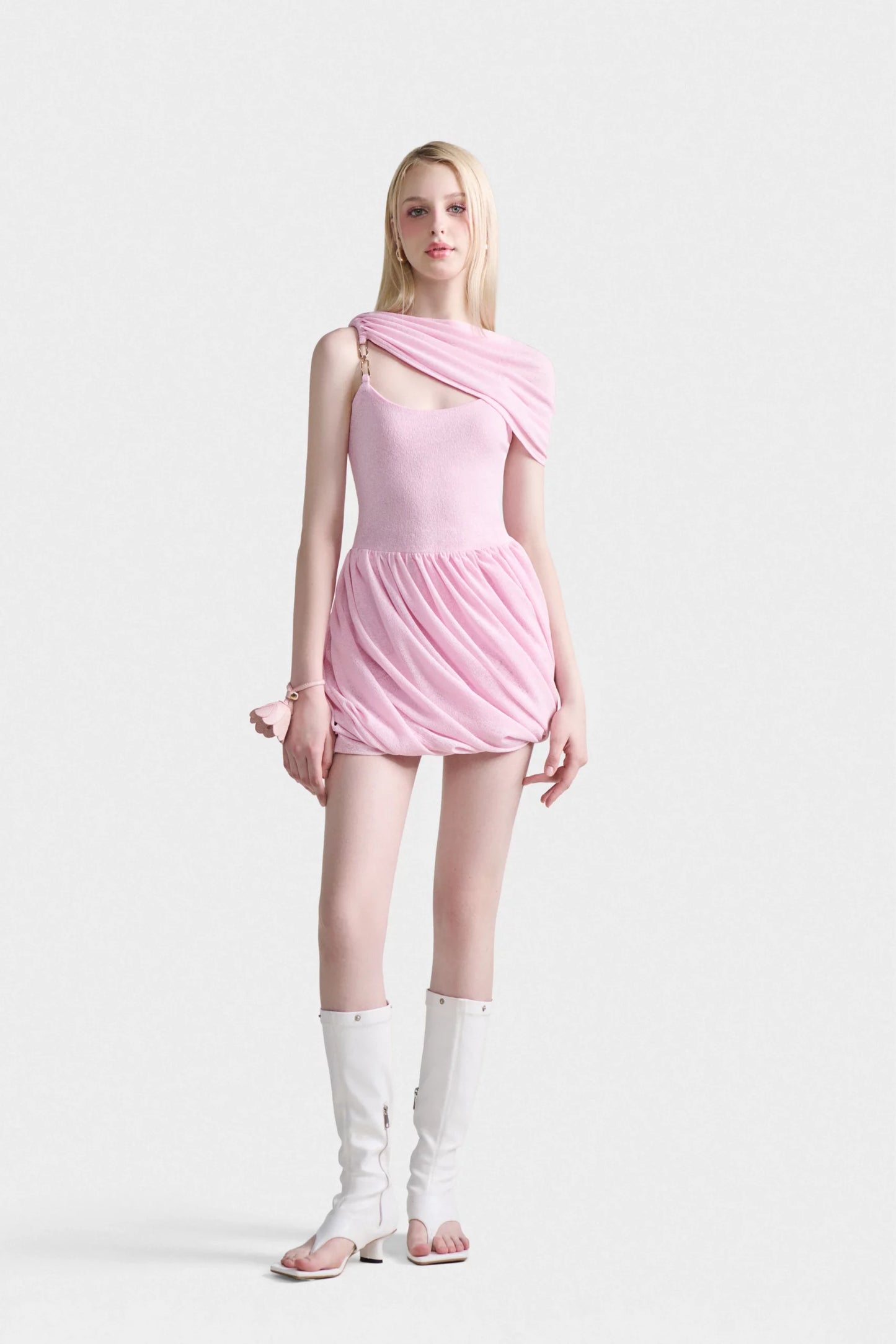 Hera Drape Mini Dress In Pink