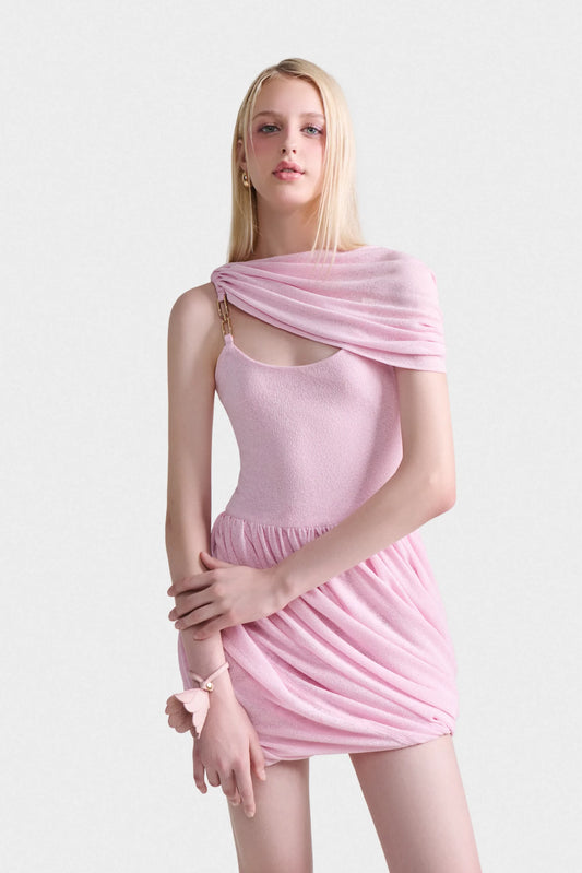 Hera Drape Mini Dress In Pink