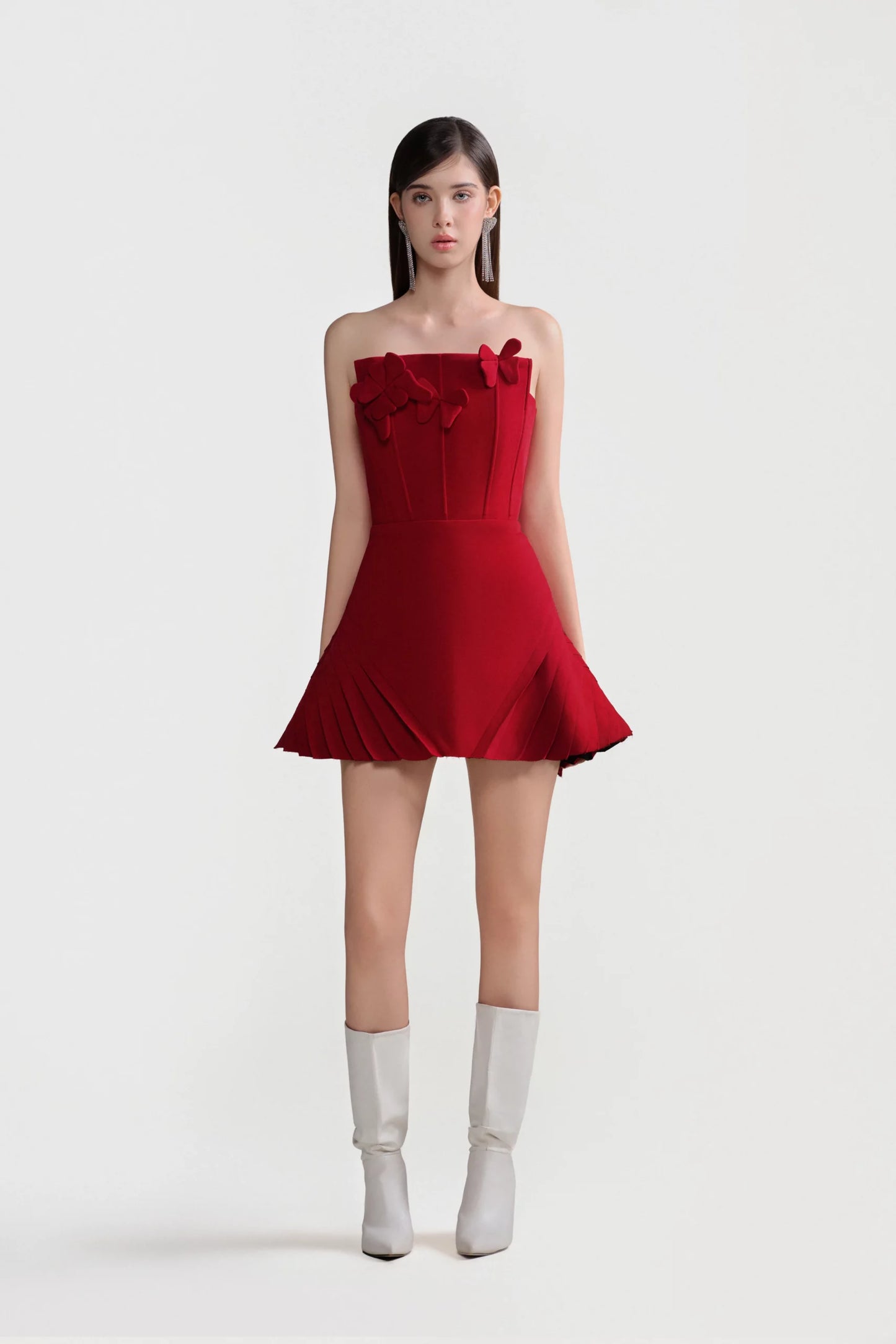 Eden Pleated Mini Dress In Red