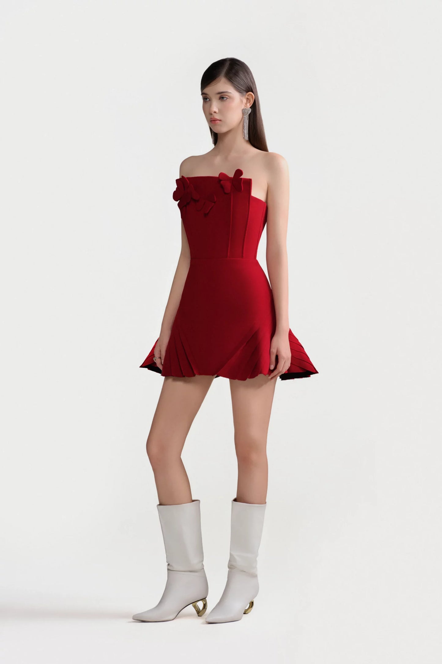 Eden Pleated Mini Dress In Red