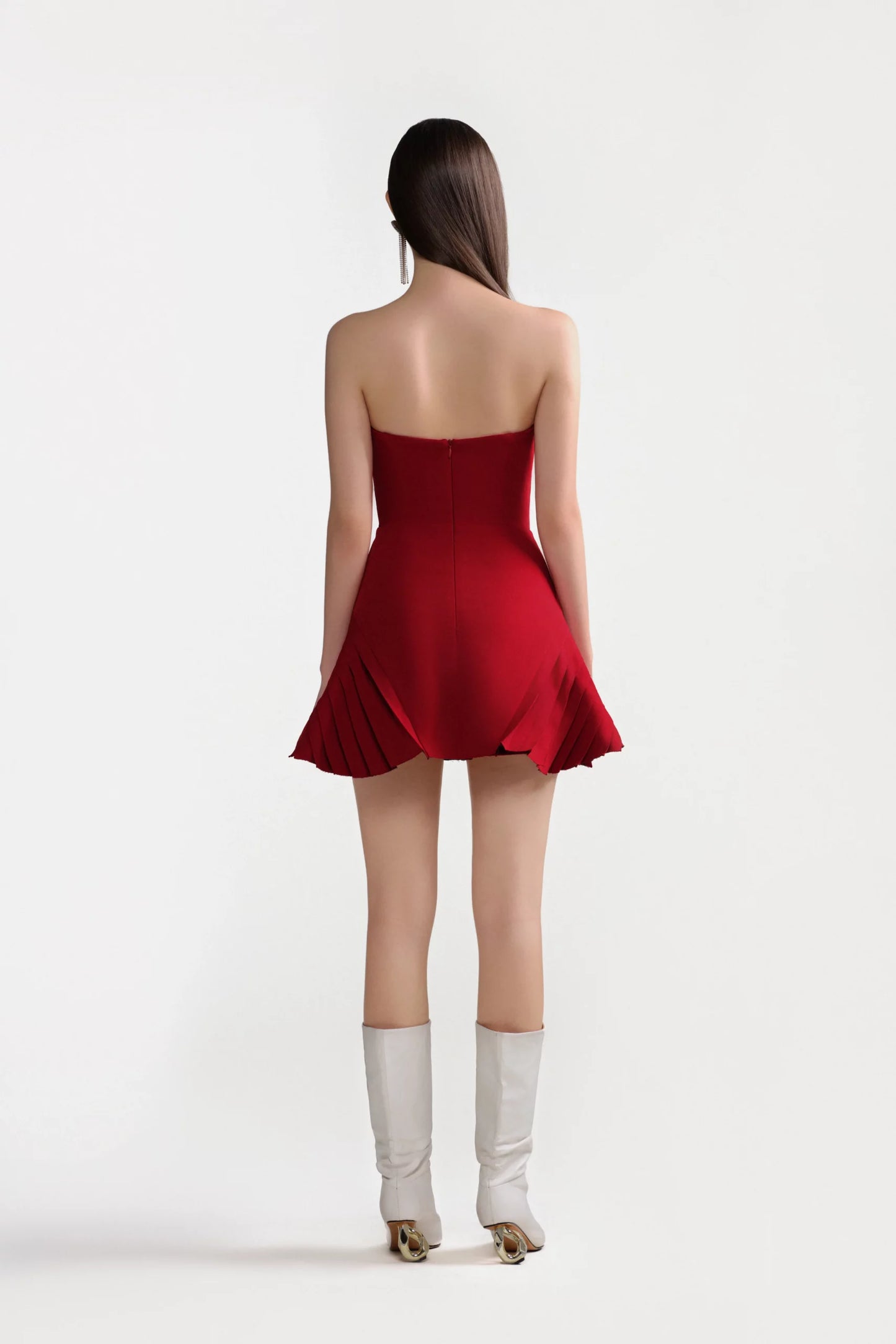 Eden Pleated Mini Dress In Red